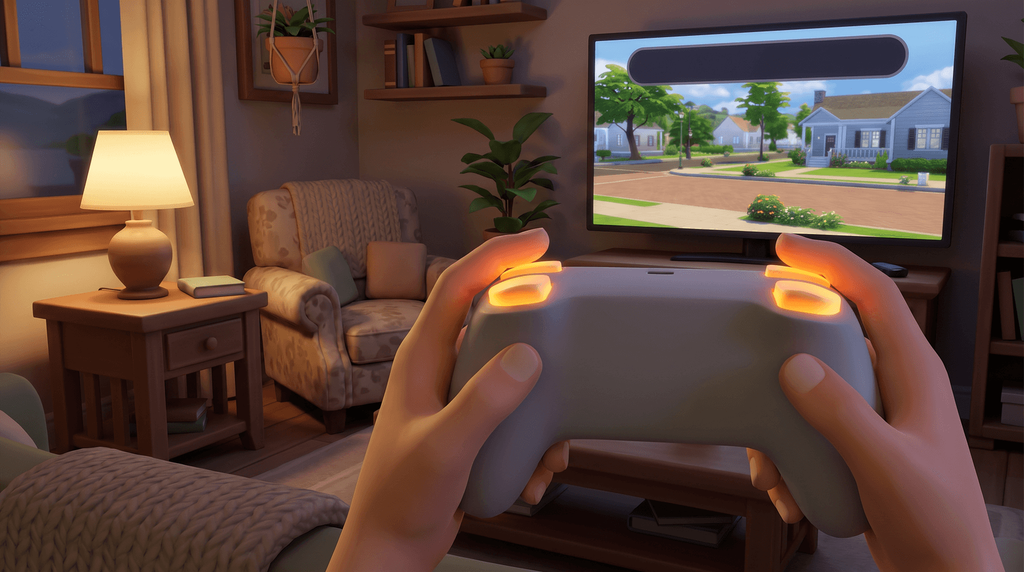 An Xbox-style controller with all four shoulder buttons lit up, and the cheat console bar open at the top of the screen.