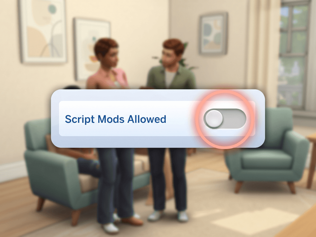 A game options panel with the Script Mods Allowed switch turned off, highlighted in red