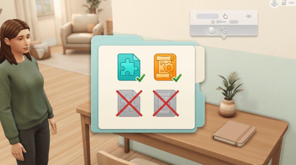 Two identical pairs of mod files in one folder, with the second pair crossed out.