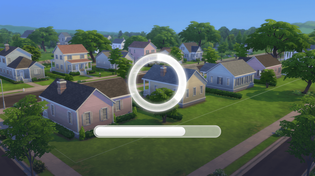 A game loading screen with a spinner while the game restarts.
