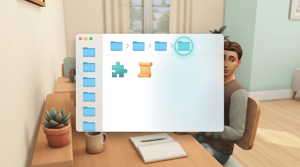 A Finder window on a Mac with the path to the Mods folder open and both mod files inside.