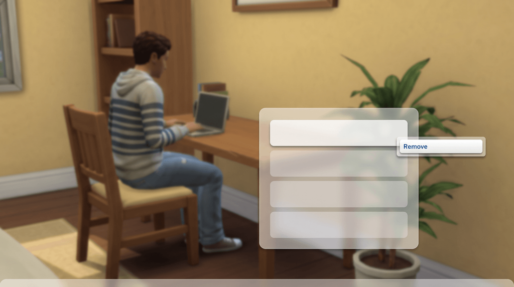 A panel of four blank degree rows with a Remove option open beside the top one, a student at a desk behind